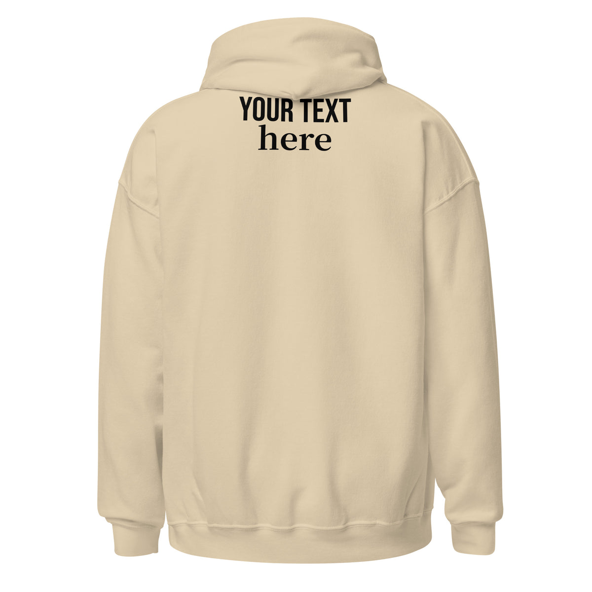 Sand personalized pullover hoodie, back view
