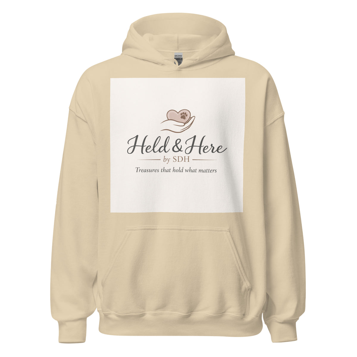 Sand personalized pullover hoodie, front view